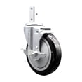 thumbnail image 1 of 5 Inch Black Polyurethane Wheel Swivel 7/8 Inch Square Stem Caster with Brake, 1 of 2