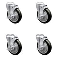 thumbnail image 1 of 5 Inch Black Polyurethane Wheel Swivel Bolt Hole Caster Set with Brake SCC, 1 of 2