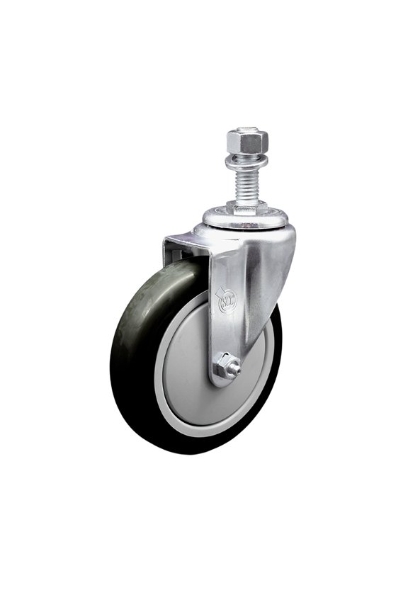 5 Inch Black Polyurethane Wheel Swivel ½ Inch Threaded Stem Caster SCC