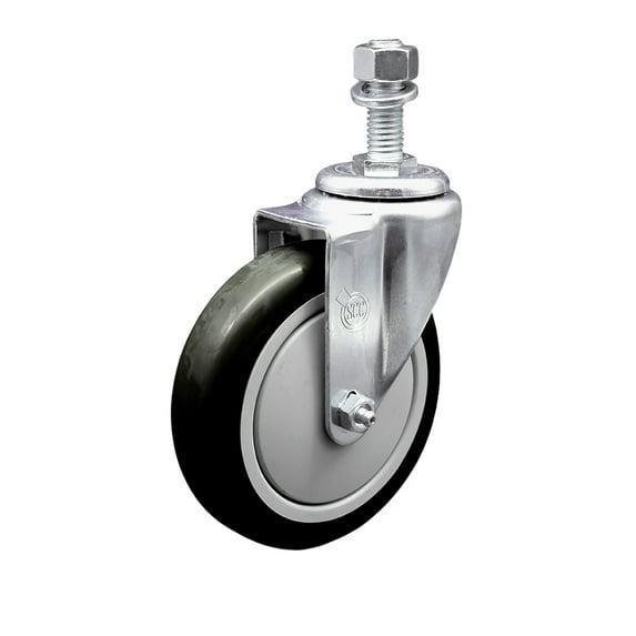 5 Inch Black Polyurethane Wheel Swivel ½ Inch Threaded Stem Caster SCC