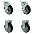 thumbnail image 1 of 5 Inch Black Polyurethane Wheel Swivel Top Plate Caster Set with 2 Brake 2 Rigid, 1 of 2