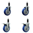 thumbnail image 1 of 5 Inch Blue Poly Swivel 1-1/8 Inch Expanding Stem Caster Set 2 Total Lock Brakes, 1 of 2