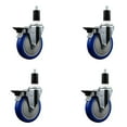 thumbnail image 1 of 5 Inch Blue Poly Swivel 1-3/8 Inch Expanding Stem Caster Set with Brake SCC, 1 of 2