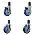 thumbnail image 1 of 5 Inch Blue Poly Swivel 1-5/8 Inch Expanding Stem Caster Set 2 Total Lock Brakes, 1 of 2