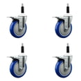 thumbnail image 1 of 5 Inch Blue Poly Swivel 7/8 Inch Expanding Stem Caster Set Total Lock Brake, 1 of 2