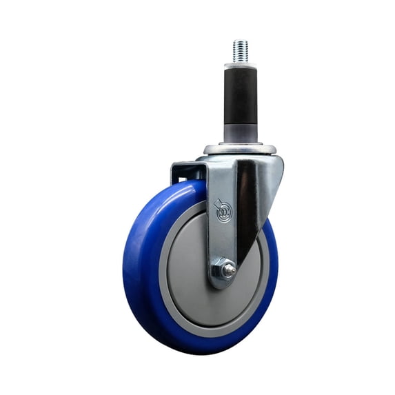 5 Inch Blue Poly Wheel Swivel 1-1/8 Inch Expanding Stem Caster SCC