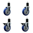 thumbnail image 1 of 5 Inch Blue Poly Wheel Swivel 1-3/4 Inch Expanding Stem Caster Set 2 Brakes SCC, 1 of 2