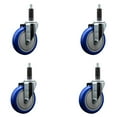 thumbnail image 1 of 5 Inch Blue Poly Wheel Swivel 1 Inch Expanding Stem Caster Set SCC, 1 of 2