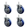 thumbnail image 1 of 5 Inch Blue Poly Wheel Swivel 3/4 Inch Threaded Stem Caster Set with Brake, 1 of 2