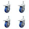 thumbnail image 1 of 5 Inch Blue Polyurethane Swivel 3/8 Inch Stem Caster Set with Total Lock Brake, 1 of 2