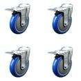thumbnail image 1 of 5 Inch Blue Polyurethane Swivel Bolt Hole Caster Set with Total Lock Brake SCC, 1 of 2