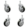 thumbnail image 1 of 5 Inch Blue Polyurethane Wheel Swivel 10mm Threaded Stem Caster Set 2 Brake, 1 of 2