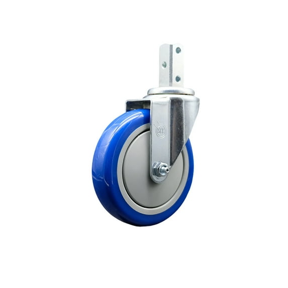 5 Inch Blue Polyurethane Wheel Swivel 3/4 Inch Square Stem Caster SCC
