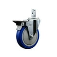 thumbnail image 1 of 5 Inch Blue Polyurethane Wheel Swivel 3/4 Inch Square Stem Caster with Brake, 1 of 2