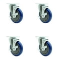 thumbnail image 1 of 5 Inch Blue Polyurethane Wheel Swivel Top Plate Caster Set with Brake SCC, 1 of 2