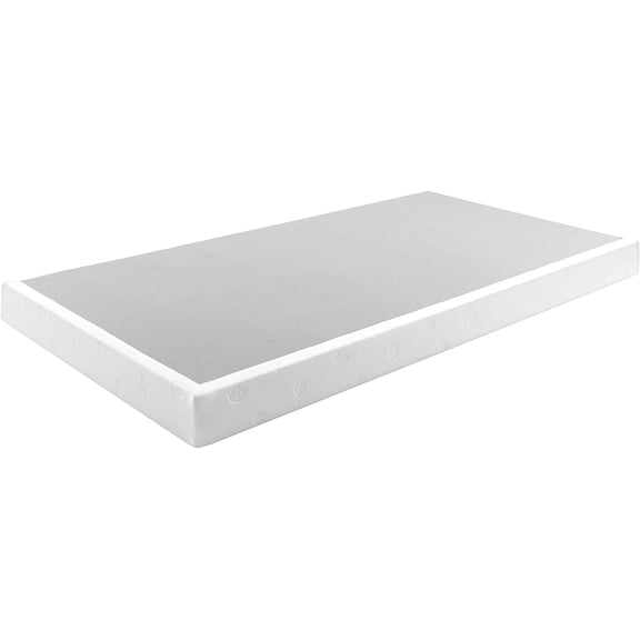 5 Inch Box Spring Bed Base/Heavy Duty Steel with Fabric Cover/Mattress Foundation/Wooden Frame Metal Slats, Easy Assembly,Twin Size,White