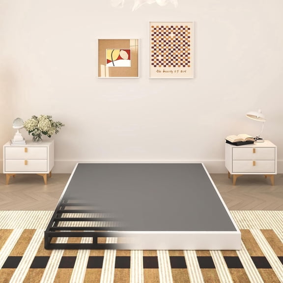 5 Inch Box Spring Full Size Bed, Heavy Duty Metal Mattress Foundation, 3000 lbs Capacity, Low Profile, Noise-Free, Easy Assembly with Fabric Cover