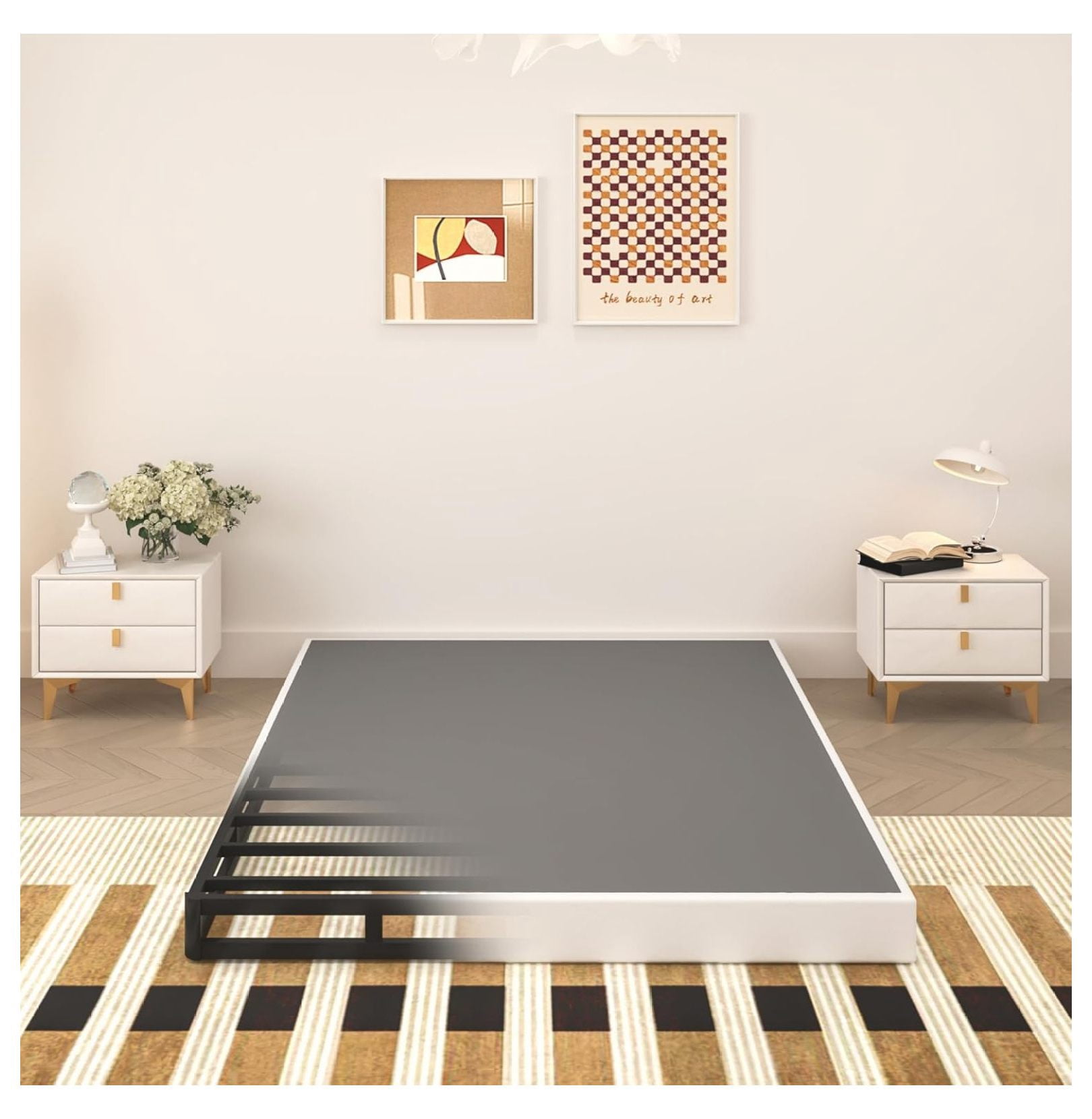 Adjustable Box Spring Bed 5 Inch Box Spring for Queen Bed, Heavy Duty Metal Mattress Foundation ...