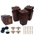 thumbnail image 1 of 5 Inch Brown Wood Furniture Legs Set of 4, Heavy Duty Solid Oak Wood Replacement Legs for Sofa, Couch, Table, Bench, Bed, Dresser, Chair, 1 of 7