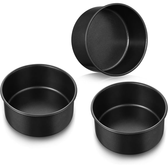 5 Inch Cak Pan St of 3, Nonstick Stainlss Stl Small Baking Pans Tins, Round Bakwar for Layr Caks, Stainlss Stl Cor & Non-Toxic Coating, Straight Sid & 2 Inch Dp