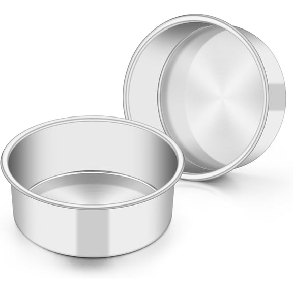 5 Inch Cake Pan Set of 2, Stainless Steel Small Layer Cake Baking Pans Tins, Round Bakeware for Birthday Wedding Party, Non-Toxic & Healthy, Mirror Finish & Dishwasher Safe