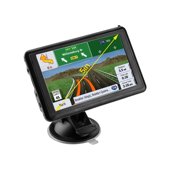 5 Inch Car GPS 8G 256M Navigation System Latest Map Touchscreen With Voice Guidance Speed Camera Warning For Auto Truck Vehicle ,Flexible Double Bracket Installation
