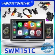 5-Inch Car MP5 Player with Apple CarPlay & Android Auto   Bluetooth 5.1, 60Wx4 Stereo, Reversing Camera Input, Multi-Color Button Lights   SWM151C