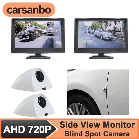 5 Inch Car Monitor Sideview Camera Lane Change Assist System Left & Right 720P Wide Angle Lens with Night Vision