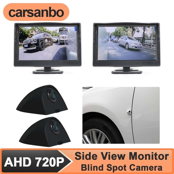 5 Inch Car Monitor Sideview Camera Lane Change Assist System Left & Right 720P Wide Angle Lens with Night Vision