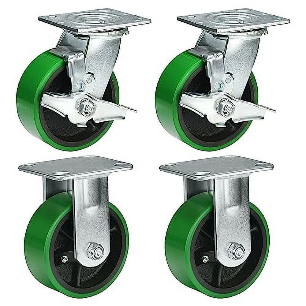 5 Inch Caster Wheels Heavy Duty, Polyurethane On Steel Wheel, Set Of 4