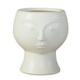 thumbnail image 1 of Benjara Ceramic Face Vase with Round Top, White, 1 of 5