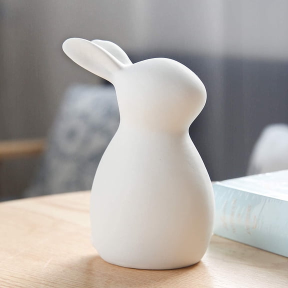 5 Inch Ceramic White Rabbit - Easter Bunnies Porcelain Modern Art Home Decoration, Weddings Crafts Gift, Easter Bunny Rabbits, Easter Decorations for Home Mothers Day Decorations