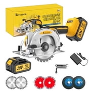 5 Inch Cordless Brushless Mini Circular Saw, 3-Speed, 6900 RPM, 2.0/4.0Ah Battery & Fast Charger, 0 /45  Bevel Cut, for Wood Tile Plastic Soft Metal Stone