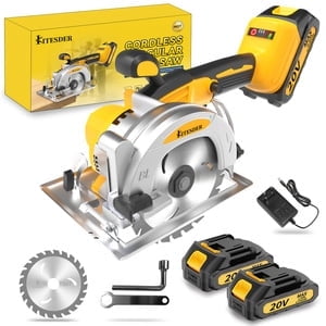 5 Inch Cordless Brushless Mini Circular Saw, 3-Speed, 6900 RPM, 2.0/4.0Ah Battery & Fast Charger, 0/45 Bevel Cut, for Wood Tile Plastic Soft Metal Stone