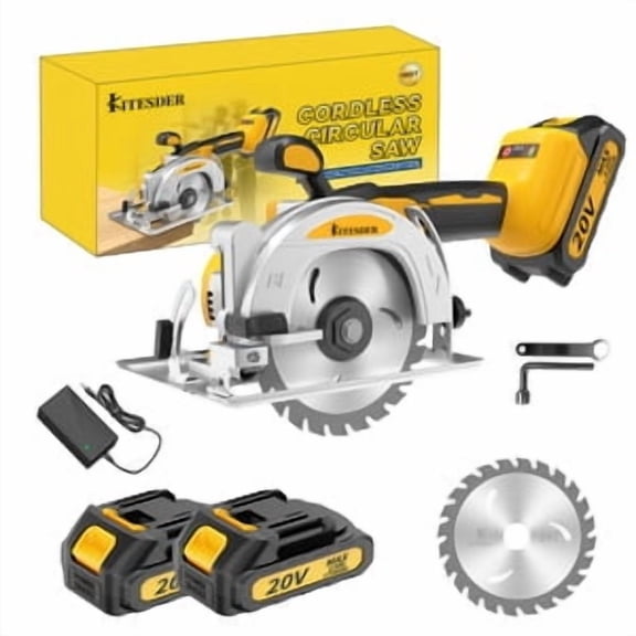 5 Inch Cordless Brushless Mini Circular Saw, 3-Speed, 6900 RPM, 2.0/4.0Ah Battery & Fast Charger, 0/45 Bevel Cut, for Wood Tile Plastic Soft Metal Stone