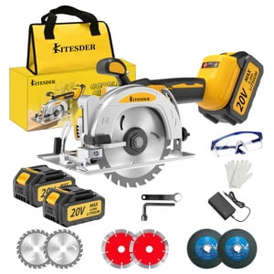 5 Inch Cordless Brushless Mini Circular Saw, 3-Speed, 6900 RPM, 2.0/4.0Ah Battery & Fast Charger, 0/45 Bevel Cut, for Wood Tile Plastic Soft Metal Stone
