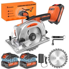 5 Inch Cordless Brushless Mini Circular Saw, 3-Speed, 6900 RPM, 2.0/4.0Ah Battery & Fast Charger, 0/45 Bevel Cut, for Wood Tile Plastic Soft Metal Stone