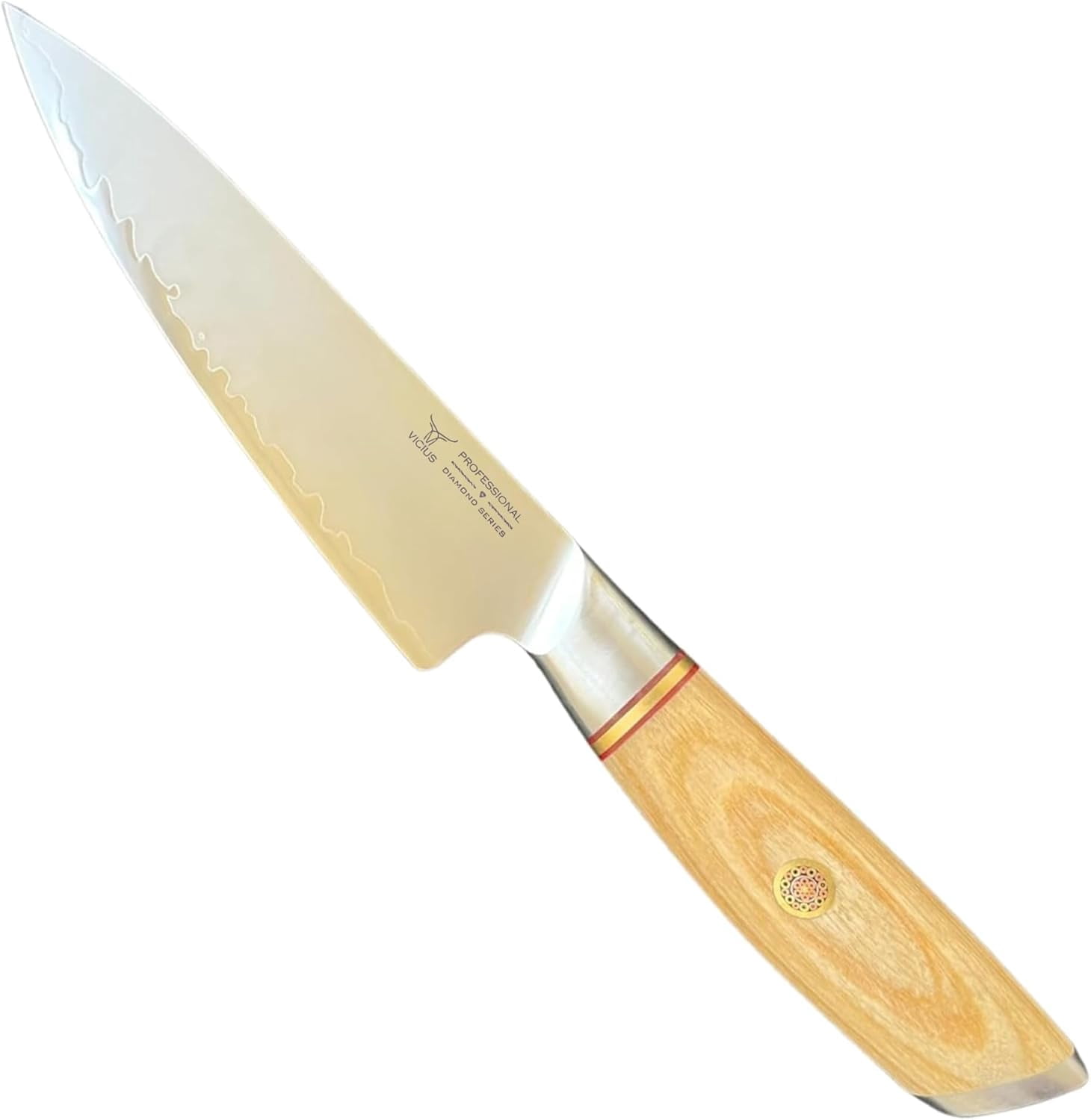 5-Inch Utility Knife, 3-Layer 10Cr15CoMoV Damascus Steel Blade, Razor Sharp Kitchen Knife for Slicing & Dicing, Pakka Wood Handle, Gift Box