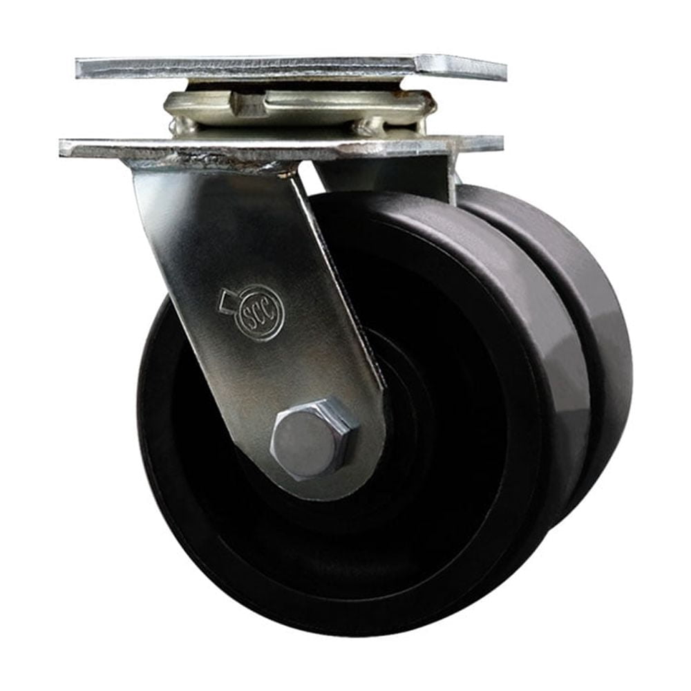5 Inch Dual Glass Filled Nylon Wheels Swivel Caster with Roller Bearing SCC