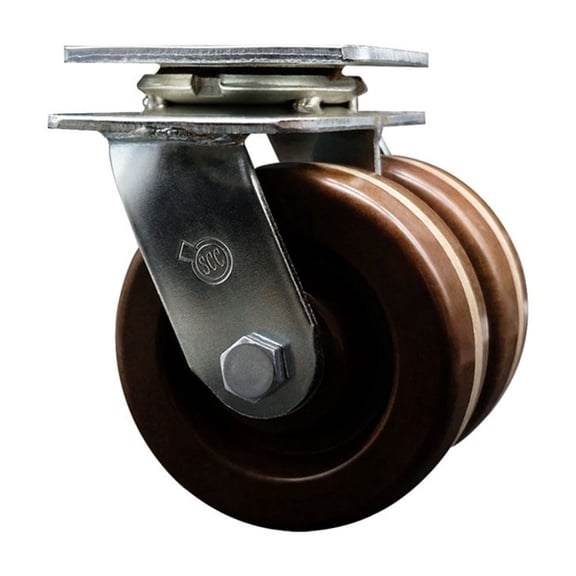 5 Inch Dual High Temp Phenolic Wheels Swivel Caster with Roller Bearing SCC