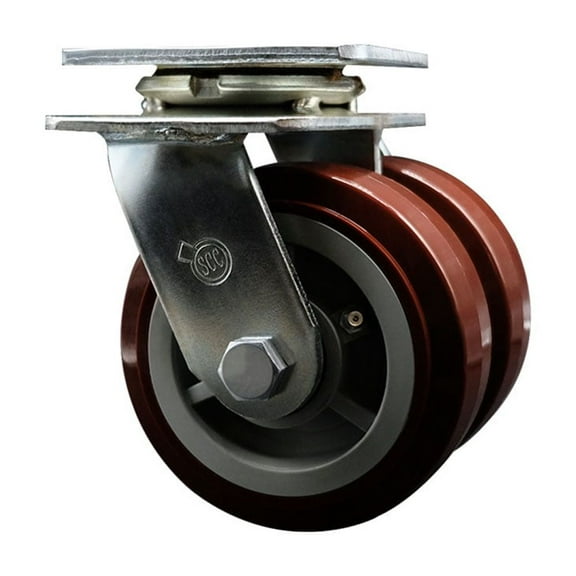 5 Inch Dual Polyurethane Wheels Swivel Caster with Roller Bearing Service Caster