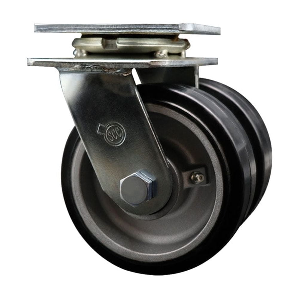 5 Inch Dual Rubber on Aluminum Wheels Swivel Caster with Roller Bearing SCC