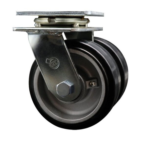 5 Inch Dual Rubber on Aluminum Wheels Swivel Caster with Roller Bearing SCC
