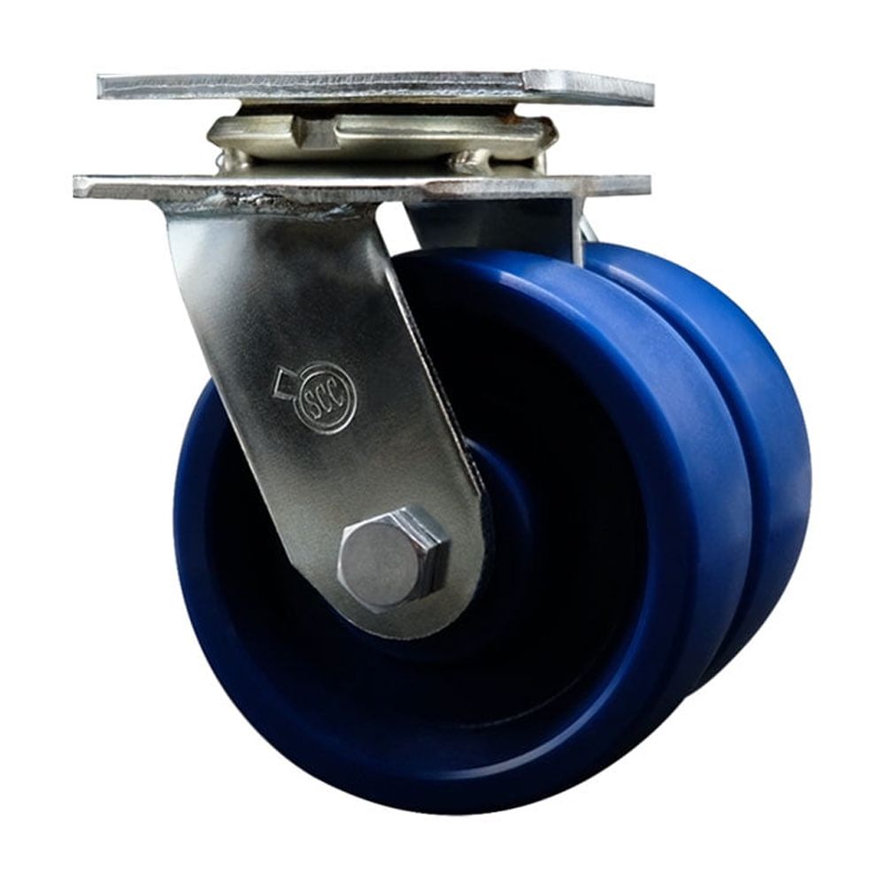 5 Inch Dual Solid Polyurethane Wheels Swivel Caster with Roller Bearing SCC