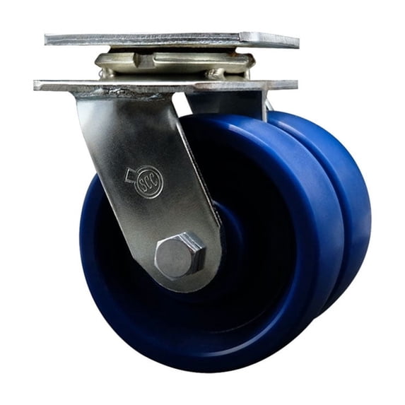 5 Inch Dual Solid Polyurethane Wheels Swivel Caster with Roller Bearing SCC