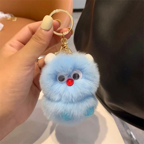 5 Inch Fake Mink Fur Pom Pom Keychain Cute Soft Fluffy Plush Charm Keyring for Bag Purse Car Backpack Accessories