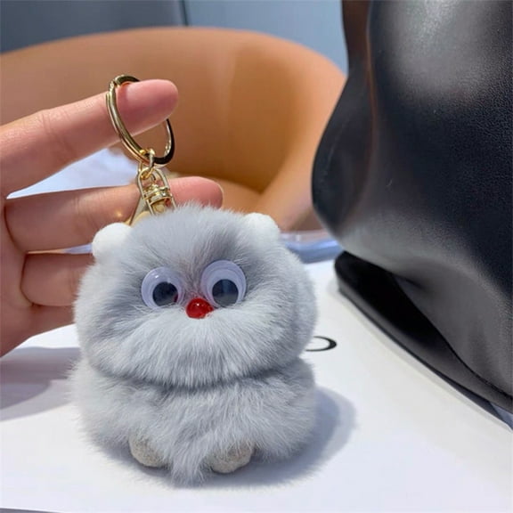 5 Inch Fake Mink Fur Pom Pom Keychain Cute Soft Fluffy Plush Charm Keyring for Bag Purse Car Backpack Accessories