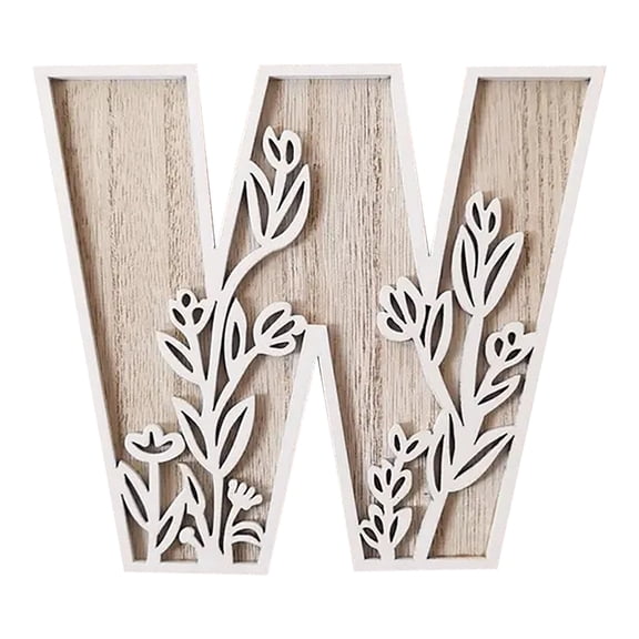 5 Inch Floral Wooden Letters for Crafts,Unfinished Wood Letters with Flower Cutout,Decorative Alphabet Letters for Wall Decor,Name Signs,Wedding & Home Use