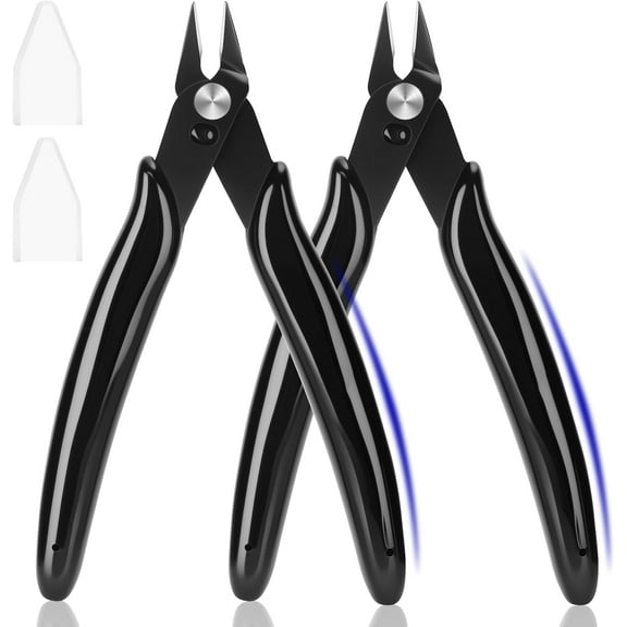 5 Inch Flush Cutters, 2 Pack Micro Wire Cutters, Sharp Zip Tie Cutter, Precision Wire Cutters for Crafting, Jewelry Making, Plastic Models, 3D Print, Electronics, Floral