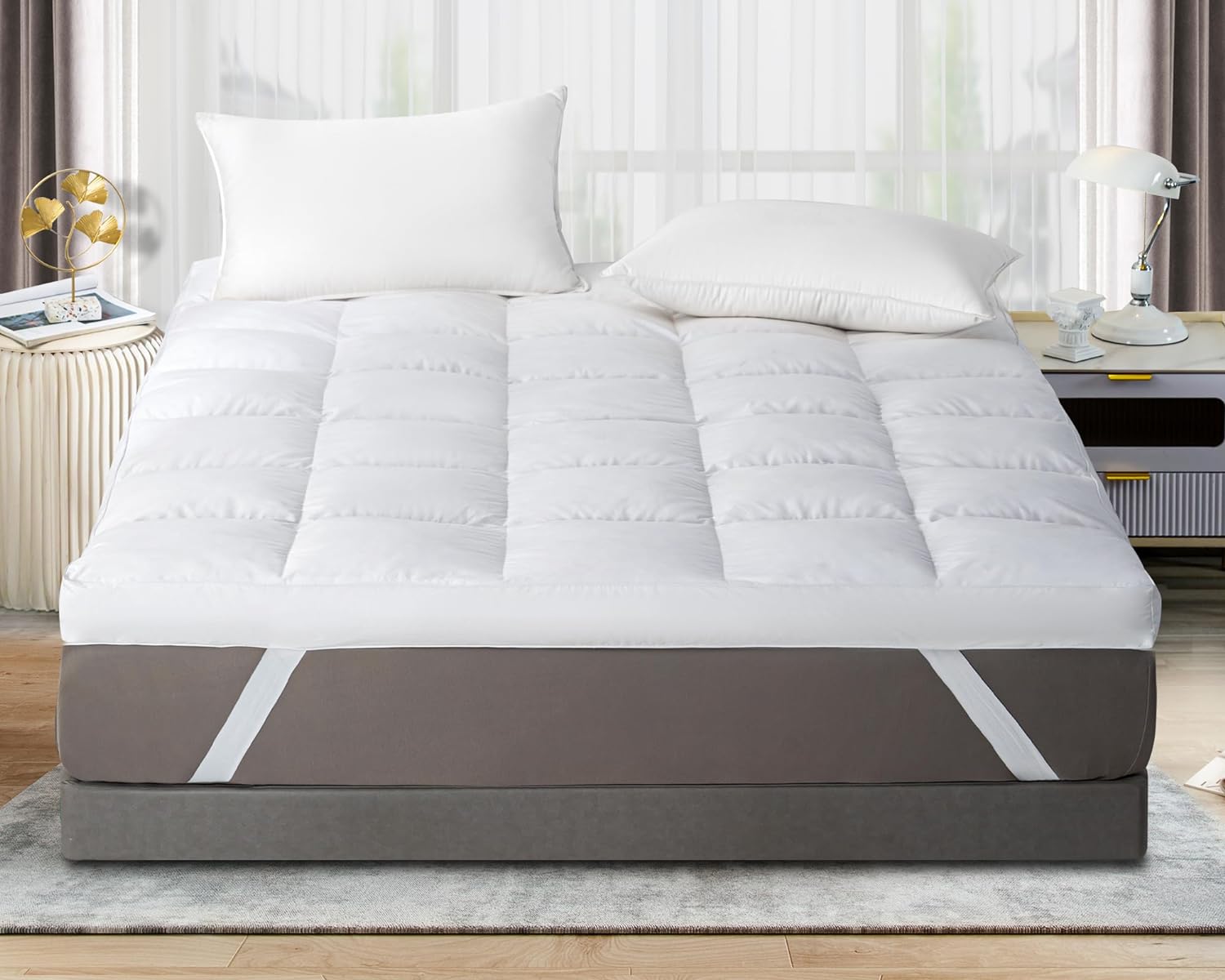 5 Inch Goose Down and Feather Bed Mattress Pad, 2500GSM Extra Thick